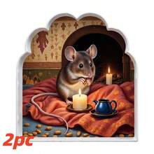 2 حزمة ملصقات جدارية بشكل فأر عائلي لعيد الميلاد ثلاثية الأبعاد، ملصقات منزلية ذاتية اللصق من البي في سي مناسبة لديكور غرفة المعيشة والنوم والمطبخ والمزرعة، هدايا عيد الميلاد المثالية