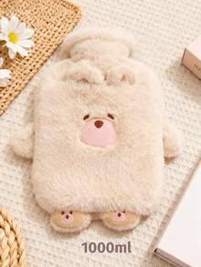 1 件男女通用卡通植绒热水袋，大容量，可重复填充，防爆，防漏，可拆卸，温暖暖手器，适合冬季户外露营、旅行、家庭、办公室、学校、宿舍、日常使用