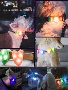 Colar de Cachorro com LED, Luz de Caminhada para Cachorro Brilhante, Anti-Colisão, Anti-Perda, Guia de Silicone para Caminhada Noturna