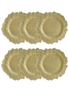 6/48/100pcs, 12.6 Inch Red Coral Pattern Plates, Durable Reusable PP Plastic Material, Suitable For Weddings, Parties, Christmas, Bachelorette Parties, Tabletop Decor, Colors: Gold, Silver, Blue, Black - Multicolor - View 13