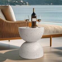 UNHO Round Terrazzo Side Table Accent Table Outdoor Bar Stool Patio Deck Table - Multicolor - View 9