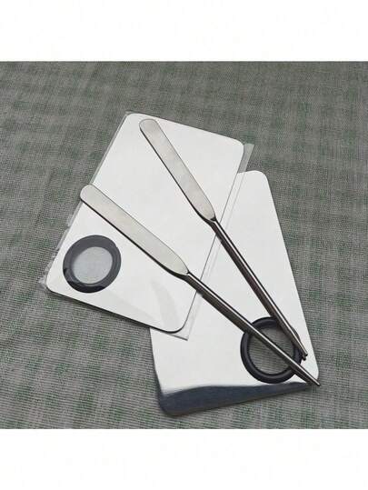 Paleta do makijażu 1/2 szt., paleta dla wizażystów, szminka, paleta podkładów, narzędzie do usuwania zaskórników, narzędzie do oczyszczania porów, szpatułka do podkładu ze stali nierdzewnej, skrobak do podkładu dla wizażystów, skrobak do twarzy, paleta 5/10 szt., zestaw 2 torebek do przechowywania patyczków do palet, makijaż, tanio, dekoracja pokoju, toaletka, podróż, sypialnia, akcesoria do makijażu