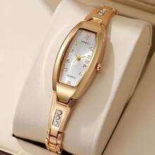 1pc Women's Casual Quartz Wrist Watch With Steel Band, Rhinestone Decorated Dial, Fashionable And Elegant - Vàng - Xem 2
