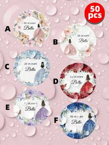 1-100PCS Customized Colorful Crown Birthday Stickers, Personalized Text Wedding Circular Stickers, Custom Adult Gift Labels, Butterfly And Floral Pattern Decoration Labels For Wedding Parties - White - View 35
