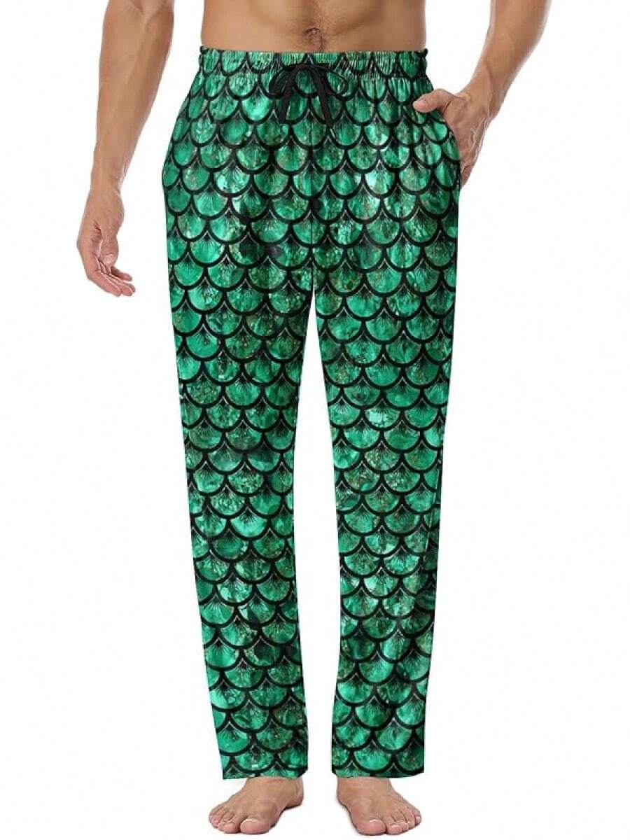 Mens Pajama Pants, Soft Lounge Sleep Pants With Pockets Lightweight Long Pajama Bottoms For Menhalloween - 魚鱗 - 查看 1