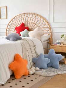 Almofada em Formato de Estrela, Almofadas Decorativas para Camas e Sofás, Almofada em Formato de Estrela, Tapete Dormitório de Pele de Coelho Falsa Macia, Adequado para Almofadas Decorativas no Sofá, Quarto e Sala de Estar, Aplicável para Decorações de Halloween e Natal. - Vermelho - Visão 7