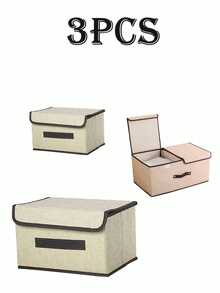1/3 صندوق تخزين قابل للطي محمول، مناسب لتخزين الملابس والأغراض المنزلية والوجبات الخفيفة، تصميم قسم ثنائي الاستخدام، صندوق تخزين متعدد الوظائف ذو سعة كبيرة