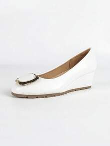 Women's Fashion Wedge Heel Soft Comfortable Pointed Toe High Heels - White - View 7