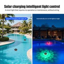 1 pièce Lumière de piscine solaire, rouge/jaune/orange/vert, chargement de jour, éclairage automatique de nuit, efficace, lumineux et à plusieurs modes d'éclairage, peut être épaissi, anti-écrasement, masque en PC, flotteur d'eau, jardin de piscine, piscine, pelouse, usage extérieur
