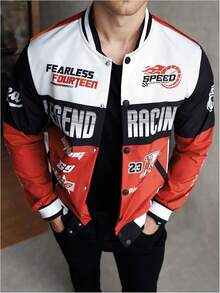 Mens Racing Button Down Graphic Jackets Car Racing Men Motorcycle Outerwear StreetwearChristmas 32UW - 粉紅色多色 - 查看 7