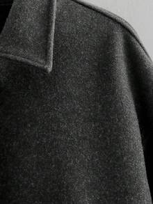 Women's Fashionable Simple And Versatile Commuting Zipper Woolen Coat Tops - Dark Grey - View 8