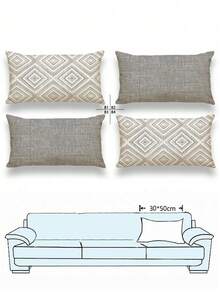 4 fundas decorativas para almohadas, con patrón geométrico, 100% fibra de poliéster hipoalergénica, material de lino vintage, cierre con cremallera oculta, lavable a máquina, diseño minimalista y moderno de líneas, cierre con cremallera, fundas de almohada decorativas para sofá, sala de estar, dormitorio, sin relleno de almohada