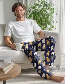 Mens Pajama Pants, Soft Lounge Sleep Pants With Pockets Lightweight Long Pajama Bottoms For Menhalloween - 狗狗屁股 - 查看 2