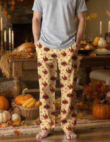 Mens Pajama Pants, Soft Lounge Sleep Pants With Pockets Lightweight Long Pajama Bottoms For Menhalloween - 火雞 - 查看 2