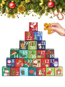 24 Stücke DIY bunte Weihnachts-Adventskalender Set, 24-Tage Countdown Geschenk Kalender zum Selbstbefüllen. Niedlicher Weihnachtsgeschenkbox - perfekt für Feierlichkeiten, geeignet für Jungen und Mädchen, die beste Wahl zum Befüllen von Weihnachtsstrümpfen!