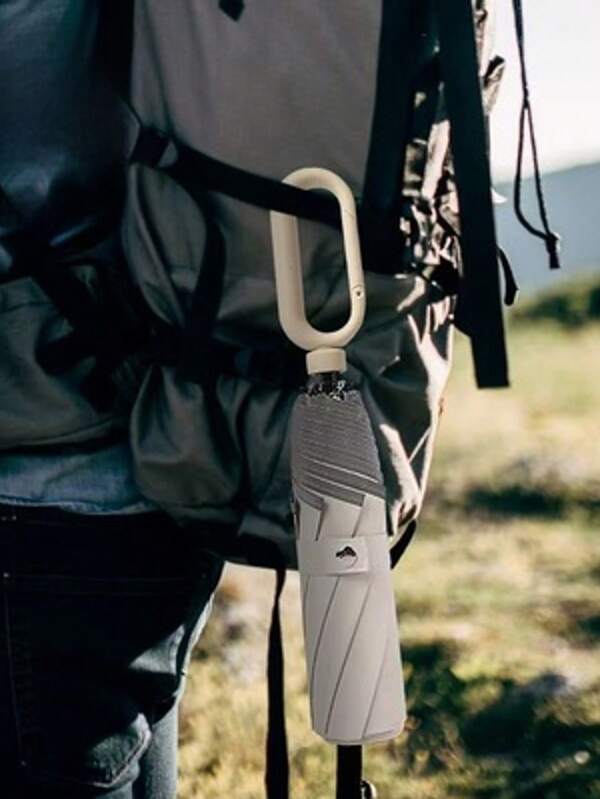 Karabiner Sicherheitsschirm, Doppelnutzung Sonnen-/Regenschirm, verstärkter Faltschirm, Outdoor UV-Schutz & Windschutz, geeignet für Regenstürme