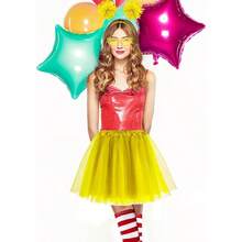 Women Tutu Costume Accessories Set With Headband Halloween 80s Cosplay Birthday Party Soft Pink Fluffy 12pcs Set