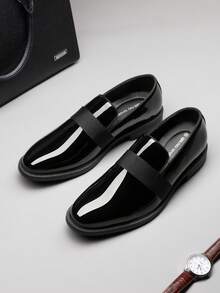 Men Dress Tuxedo Shoe Slip-On Classic Patent Leather Loafers For Formal Events And Special Occasions Christmas Style - Black - View 1