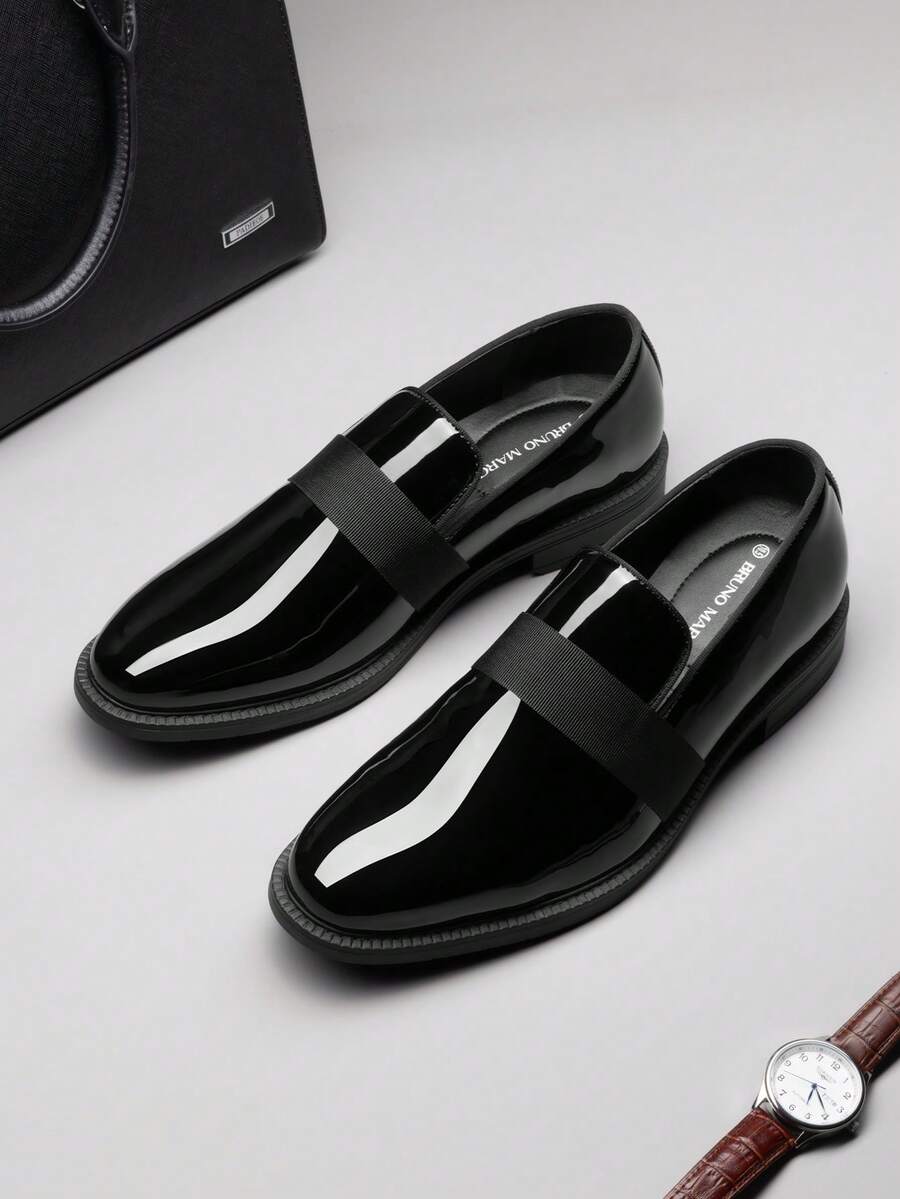 Men Dress Tuxedo Shoe Slip-On Classic Patent Leather Loafers For Formal Events And Special Occasions Christmas Style - Black - View 1