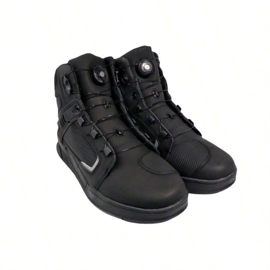 Men's High-Top Outdoor Hiking Shoes With BOA Rotating Buckle Closure - Black - View 1