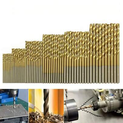 50 Stücke/Set 1-3mm Titan beschichtete Spiralbohrer aus Hochgeschwindigkeitsstahl, Lochöffner für Holz, Metall, Kunststoff, Werkzeuge für Elektrowerkzeuge