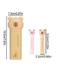 A Set Of Exquisite Stationery Combo, Featuring A Stylish Pencil Case With Capybara Pattern, Including 2pcs Portable Scissors, For Auxiliary Tools For Paper Cutting And Crafts, A Must-Have Stationery Set For Storing Pens.