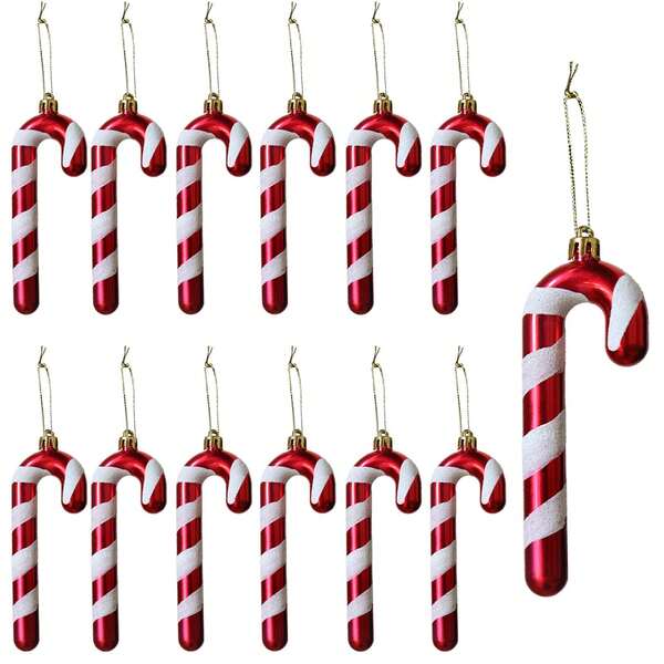 6pcs Christmas Tree Decorations - Vibrant Plastic Candy Cane Ornaments, Non-Electric, No Feathers, Durable, Easy To Hang, Perfect Holiday Party Gifts For Friends And Family