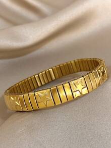 一套18K镀金不锈钢星形和五边形弹力手链，适合女性、女孩、母亲佩戴，可作为圣诞节、感恩节、万圣节、婚礼、锐舞派对/舞会、日常配饰，也适合周年纪念日、情人节、波西米亚风珠宝、生日、伴娘礼物等场合。 - 彩色 - 查看 7