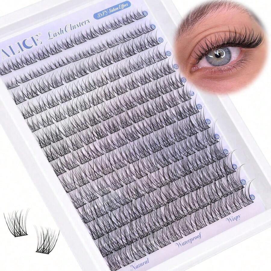 Lash Clusters Wispy Eyelash Clusters 168pcs 10-18mm Cluster Eyelash Extensions Natural Volume Lash Extensions DIY Individual Lashes Clusters With Soft Thin Band.Random Delivery.