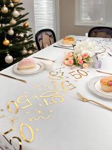 1/2pc 11inch*118/196/393inch Foil Printed Birthday Number Table Runner, Suitable For Festivals, New Year, Christmas, Halloween, Wedding, Birthday Party And Daily Use - Multicolor - View 33