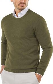 Men's Crew Neck Sweater Slim Fit Lightweight Sweatshirts Knitted Pullover For Casual Or Dressy Wear - 軍綠色 - 查看 8