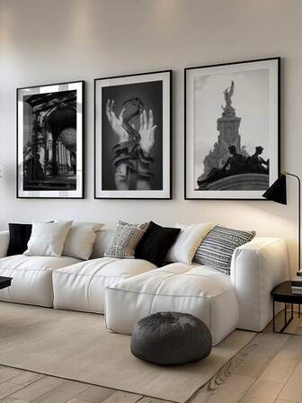 1幅无框黑白奢华时尚海报，奢华时尚印刷品，设计师墙饰，装饰品，男士墙饰