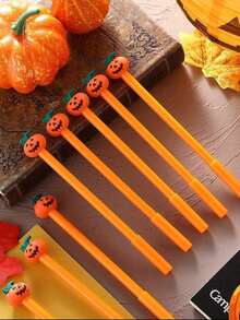 1pc Halloween Gel Pen, Neat Handwriting Cartoon Halloween Style Cute Neutral Pen, Adorable Pumpkin Print Pen Design, 0.5mm Fine Tip Black Ink, Suitable For Party Favors, Office Supplies, Fun Gifts For Friends, School Supplies