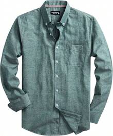 Men's Oxford Shirt Well-Fitted Soft Lightweight Long Sleeve Button Down Shirtshalloween - 湖藍色 - 查看 7