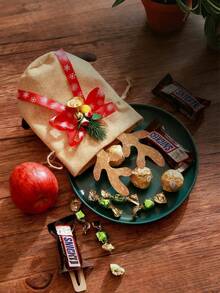 3 buc Pungi de cadouri de Crăciun, Pungi Tote, Pungă de corn de cerb de Crăciun, Pungi decorative pentru bomboane de Crăciun, Consumabile de decorațiuni pentru petreceri de nuntă din catifea, Pungi unice pentru favoruri de sărbători, Geantă de depozitare cu șnur