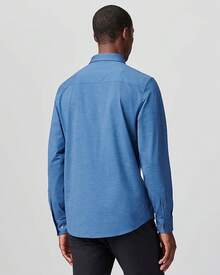 Men's Commuter Shirt, Performance Dress Shirts For Men, Machine Washable, Wrinkle Resistant, Slim Fit Button Down Shirthalloween - Medium Blue Oxford - View 2