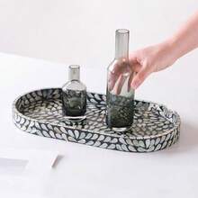 1pc Black Mother Of Pearl Tray, Modern Handmade Shell Catchall Dish, Coated With Melted Paint - Suitable For Christmas, Halloween, Thanksgiving, Valentine's Day And Other Occasions - Black - View 11