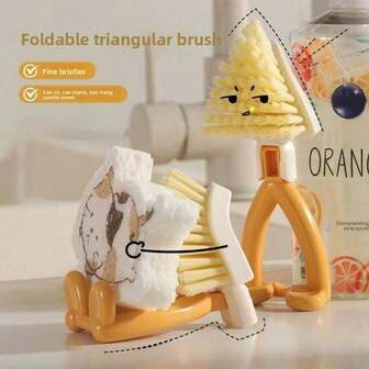 3pcs Foldable Triangle Brush Set, Kitchen Sink Drain Cleaning, Bathroom Drain Cleaner