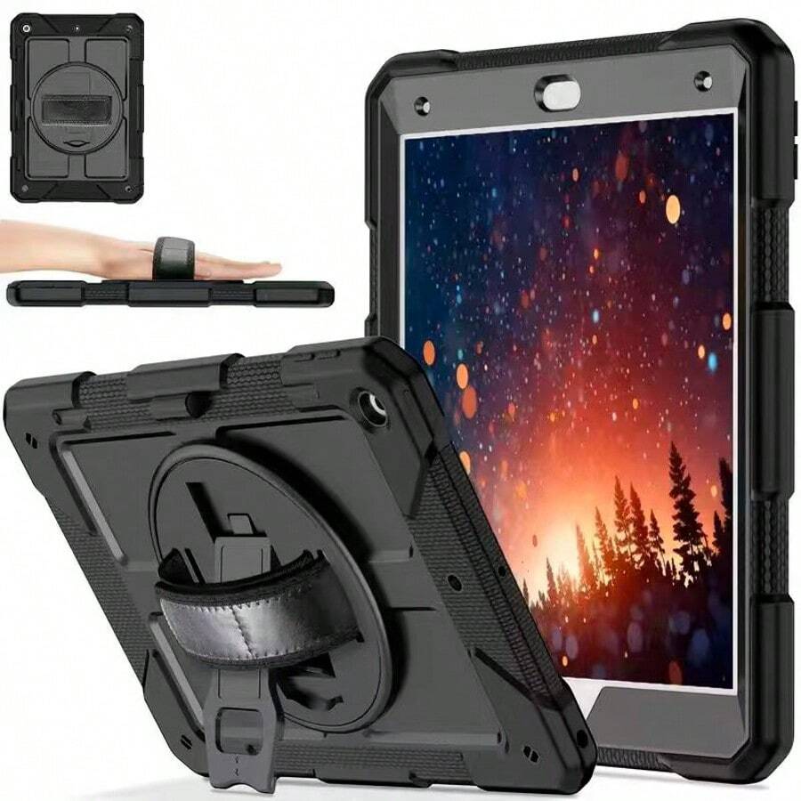 1pc Stock Case Compatible With IPad 11th/10th/ 9th/ 8th/ 7th Generation 11''/10.9''/ 10.2''/8.3', Ipad 10th 10.9'' Generation Tablet Cover With Pencil Holder [360° Rotating Hand Strap] &Stand, Case Compatible With IPad Mini 6 Mini 7 8.3 IPad7th/8th/9th 10.2 Inch IPad (A16) 11 Inch 11th Generation 2025 IPad 11(A16 2025) (Red+Black,Black)