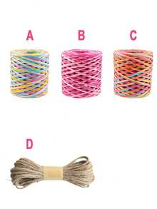 1 Roll Raffia Paper Ribbon, Colorful Gift Wrapping Ribbon, Suitable For Birthday Party, Christmas Celebration, DIY Crafts, Gift Packaging, Holiday Gifts, Floral Arrangement, Macrame - Multicolor - View 9