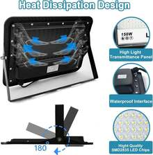 OUSIDE 2 PCS 150W Reflectores Led Exteriores,con Interruptor, IP65 Water Proof, para Jardines, Terrazas, Gimnasios, Piscinas, Canchas de baloncesto al aire libre, Garajes, Fábricas - 100.0 Vatios - Ver 10