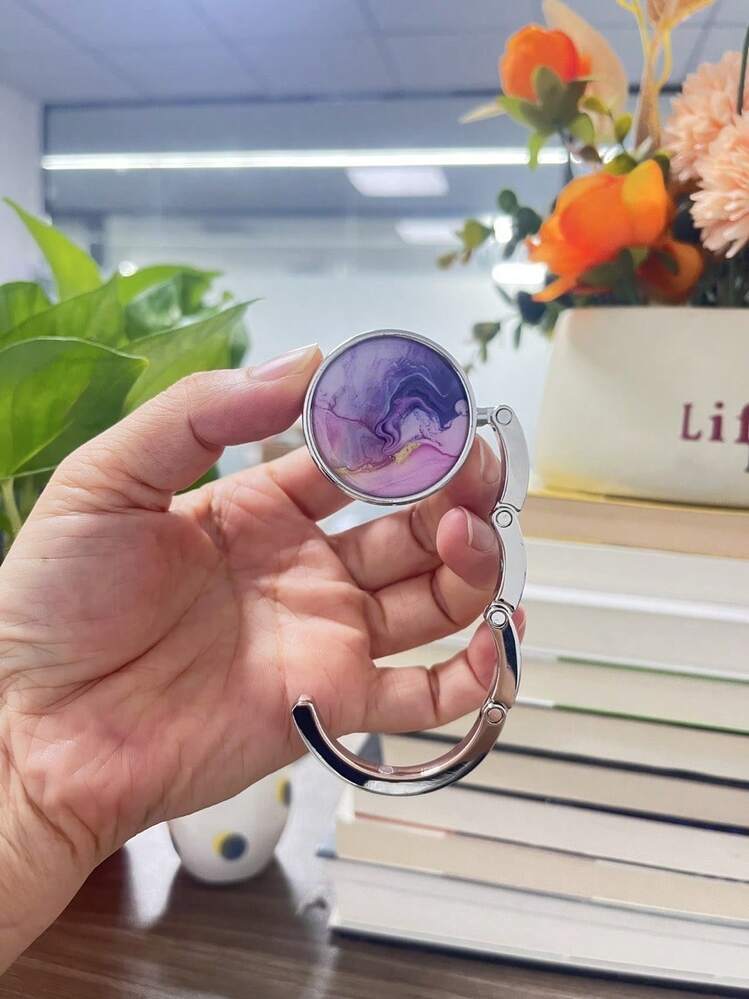 Marble Flowing Color Christmas Gift Foldable Portable Handbag Hook - Multicolor - View 6