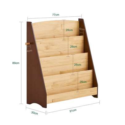 SoBuy KMB32 Children's Bookcase Children's Board Newspaper Stand With 4 Shelves Storage Shelf For Children Hanging Shelf White Approx.: W X H X D: 80 X 88 X 30 Cm