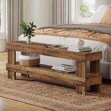 Tribesigns 59-Inch Entryway Bench With Storage, 2-Tier Farmhouse Shoe Bench Seat, Narrow Long End Of Bed Storage Benches For Bedroom, Entryway, Hallway, Indoor,Living Room