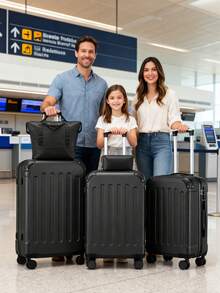 Luggage Sets 5 Piece,Hardside Suitcase With Wheels - Spinner Wheels, TSA Lock, Includes Toiletry Bag For Family Travel Luggage Case Trolley Suitcase Spinner Suitcase Travel Luggage Travel Suitcase Hardshell Suitcase Suitcase Luggage Carry-On Suitcase Travel Essentials For Men For Women For Vacation For Business Large Capacity Travel Essential Travel Accessories Travel Organizer Travel Stuff - màu đen - Xem 3