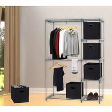 SimpleHouseware Foldable Cube Storage Bin With Handle 6 Pack Black