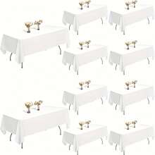 10 Packs Of White Rectangular Tablecloths 60x102 Inches, Washable And Reusable, Polyester Fabric Is Suitable For Weddings, Parties, Banquets, Christmas, Halloween Decorations