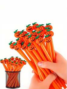 1pc Halloween Gel Pen, Neat Handwriting Cartoon Halloween Style Cute Neutral Pen, Adorable Pumpkin Print Pen Design, 0.5mm Fine Tip Black Ink, Suitable For Party Favors, Office Supplies, Fun Gifts For Friends, School Supplies