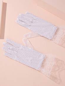 1 Pair Women Lace Bow Gloves Valentine's Day Accessories