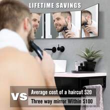 BANBERS Three-Sided Grooming Mirror, 360-Degree Tri-Fold Design With Height-Adjustable Telescopic Hook, Dual Fixed Pins For Height Adjustment, Triple-Purpose Mirror For Shaving And Makeup Application, Home DIY Grooming Tool - 1PC - View 6